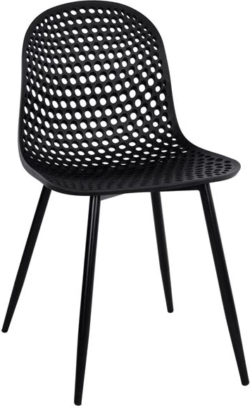 Karrige polipropileni Milana FH8512.02 e zezë me këmbë metalike 45x51x84 cm, set prej 4 copë