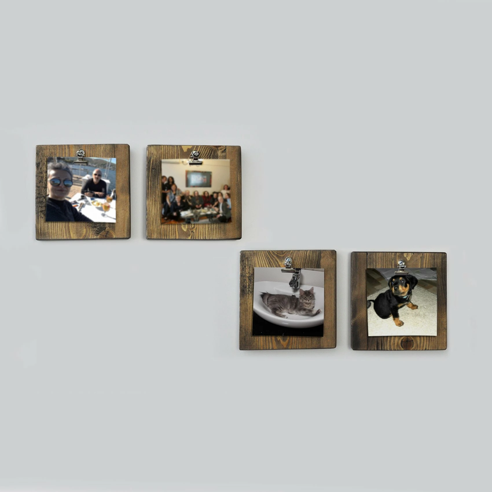 Aksesor dekorativ muri prej druri bredhi, ngjyrë arre, Skye Decor, 4 copë, Aa066