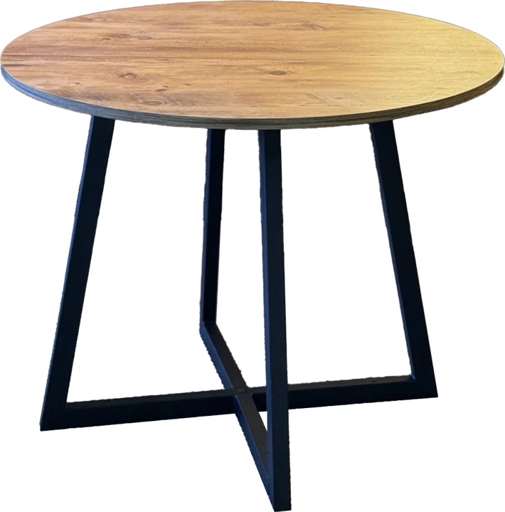 Tavolinë Sarah, hije natyrale, kornizë metalike e zezë, Φ90x75cm