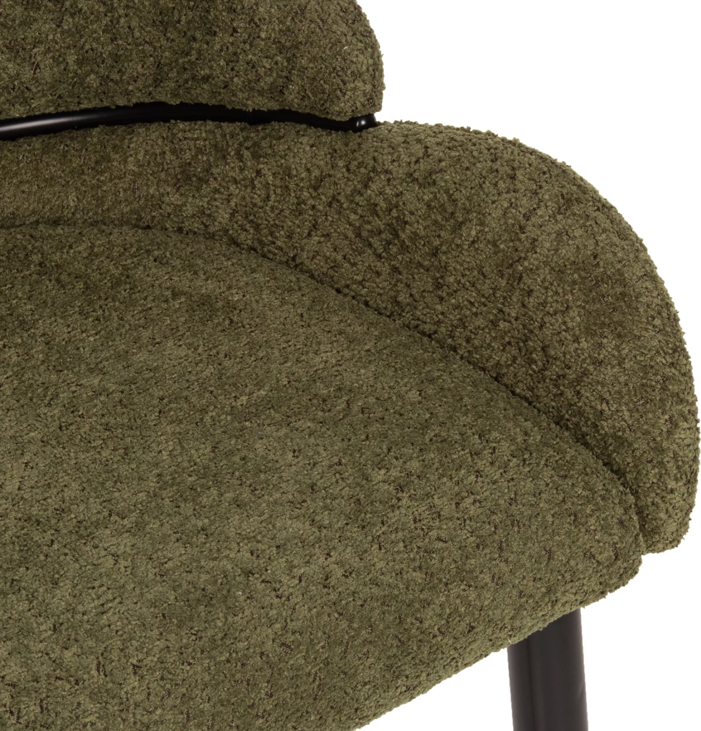 Karrige SARKY FH8585.03, pëlhurë boucle e gjelbër, këmbë metalike të zeza, 55x62x89H cm., set prej 2 copë