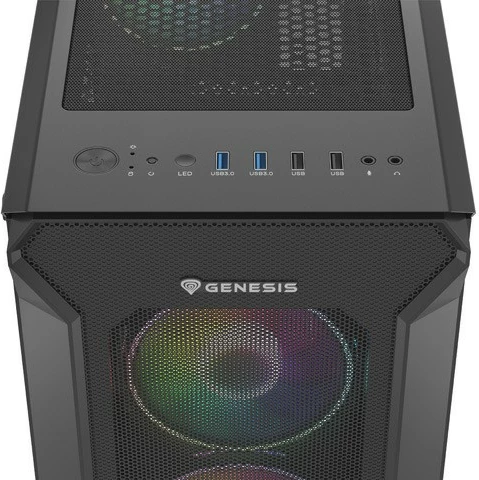 Kasë Genesis Irid 505 V2 ARGB, Midi Tower, 4x ARGB fan, ATX/Micro ATX/Mini ITX, e zezë