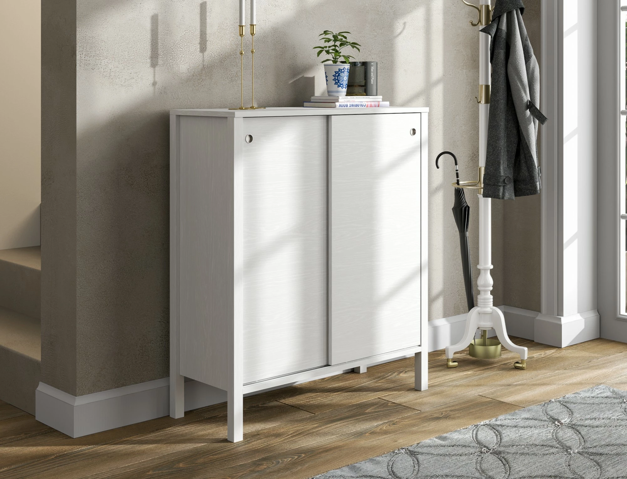 Dollap këpucësh Hanah Home, FRN-20047, ngjyrë druri dhe e bardhë