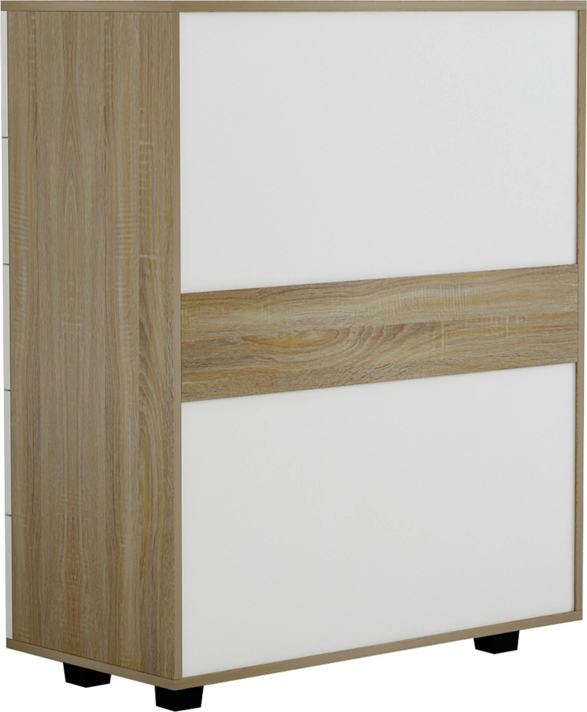 Komodinë melamine THORG FH8995.04 me 5 sirtarë, Sonama-Bardhë, 80Χ40Χ100H cm