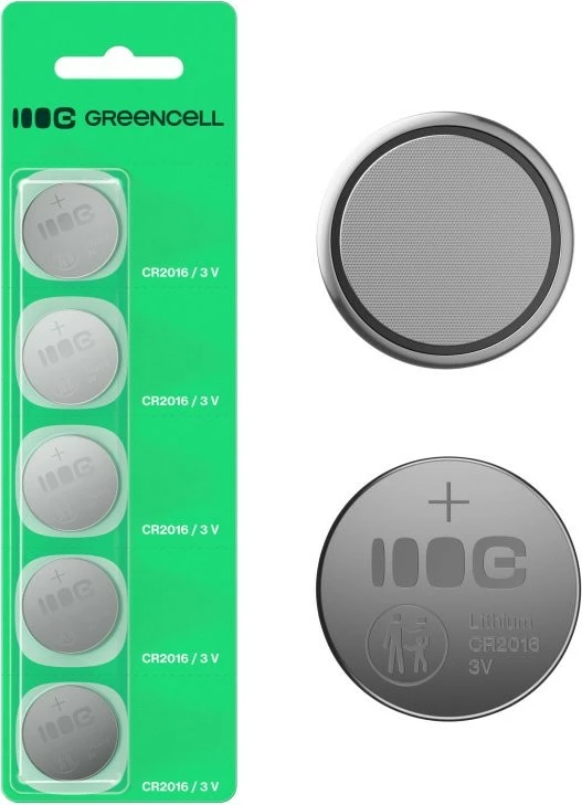 Bateri buton litium, Green Cell, CR2016 (X5CR2016), 3V 80mAh, set 5 copë