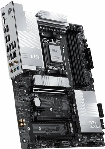 Pllakë amë MSI PRO X870E-P WIFI, AM5, ATX, DDR5, Wi‑Fi 7, PCIe 5.0, e zezë/argjendtë, me antenë WiFi + 2x kabllo SATA