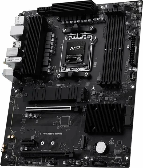Pllakë amë MSI PRO B850-S WIFI6E, AM5 ATX, DDR5 deri 256GB, Wi‑Fi 6E, 2.5G LAN, e zezë