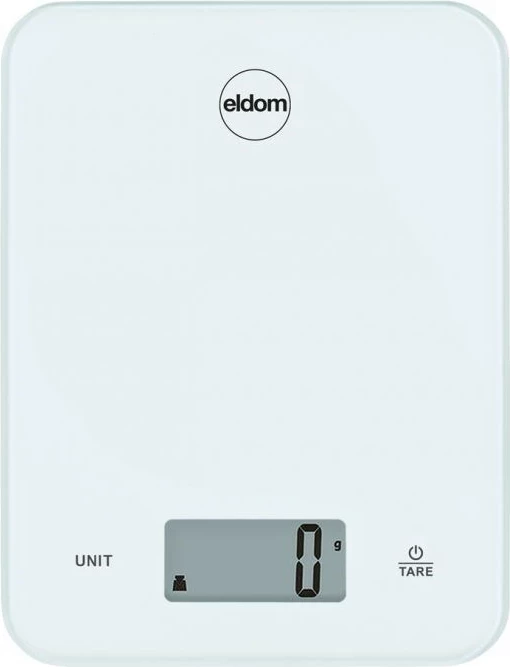 Peshore kuzhine elektrike ELDOM, pllaka qelqi, bardhë, deri në 10 kg