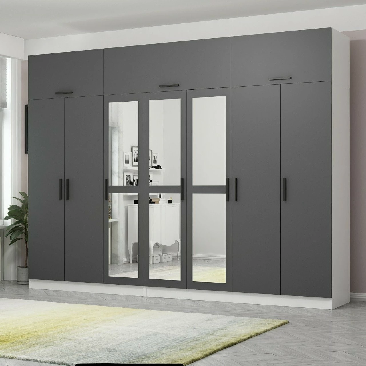 Dollap Skye Decor, anthracit-bardhë, 315x255x52cm