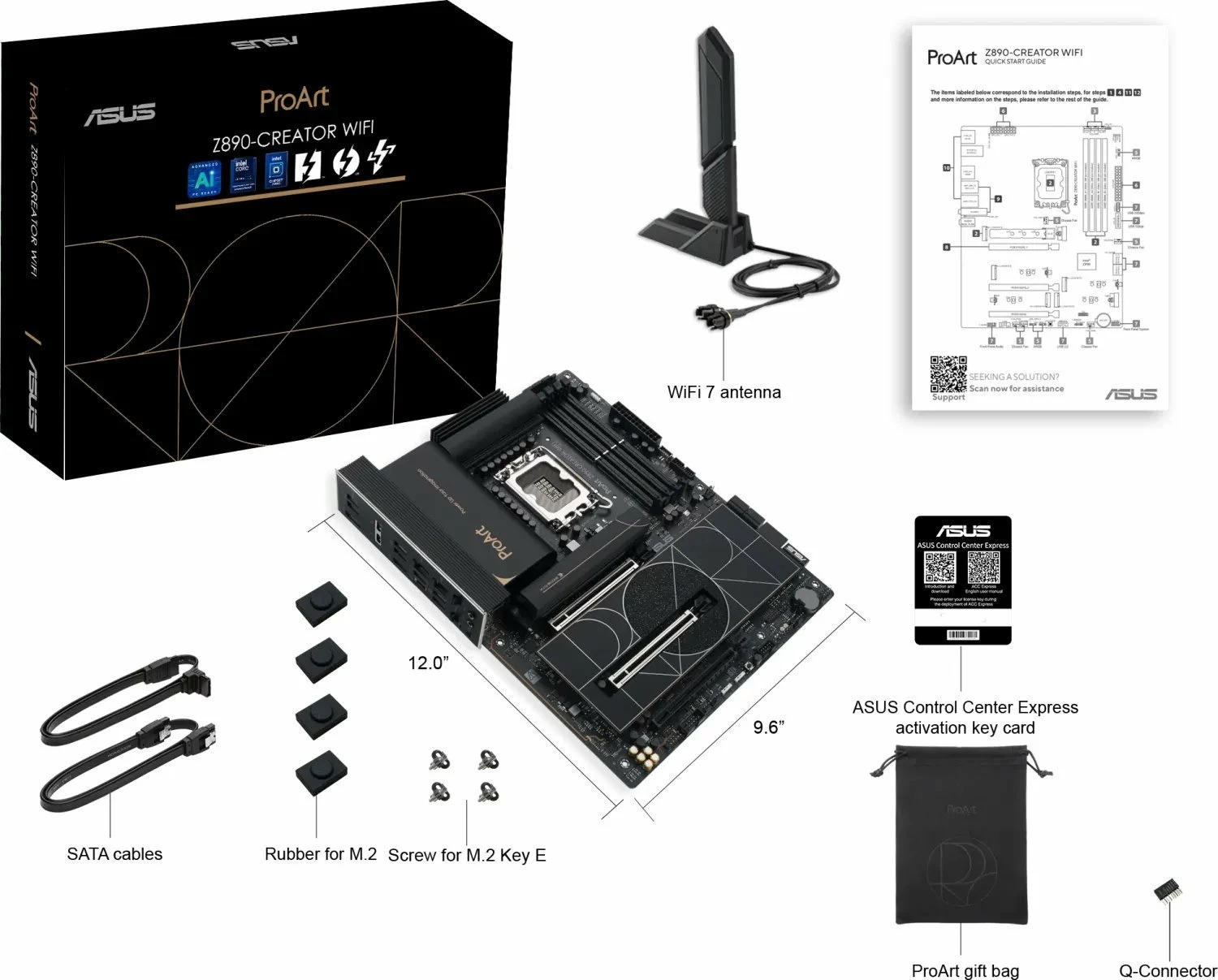 Pllakë amë Asus ProArt Z890-CREATOR WIFI, ATX, DDR5, WiFi 7, 2x LAN (10G + 2.5G), Thunderbolt 5, e zezë me aksente ari