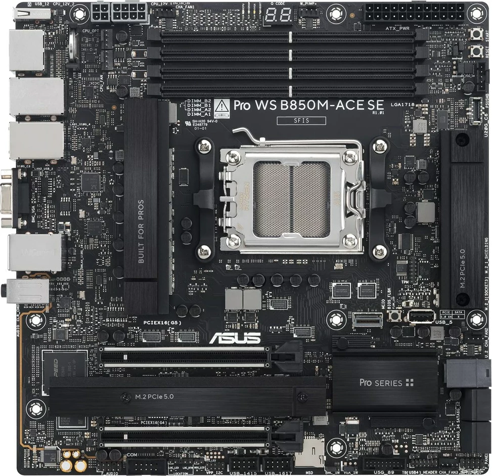 Pllakë amë ASUS PRO WS B850M-ACE SE, Socket AM5, ATX, 256 GB RAM, 10Gb Ethernet, E zezë