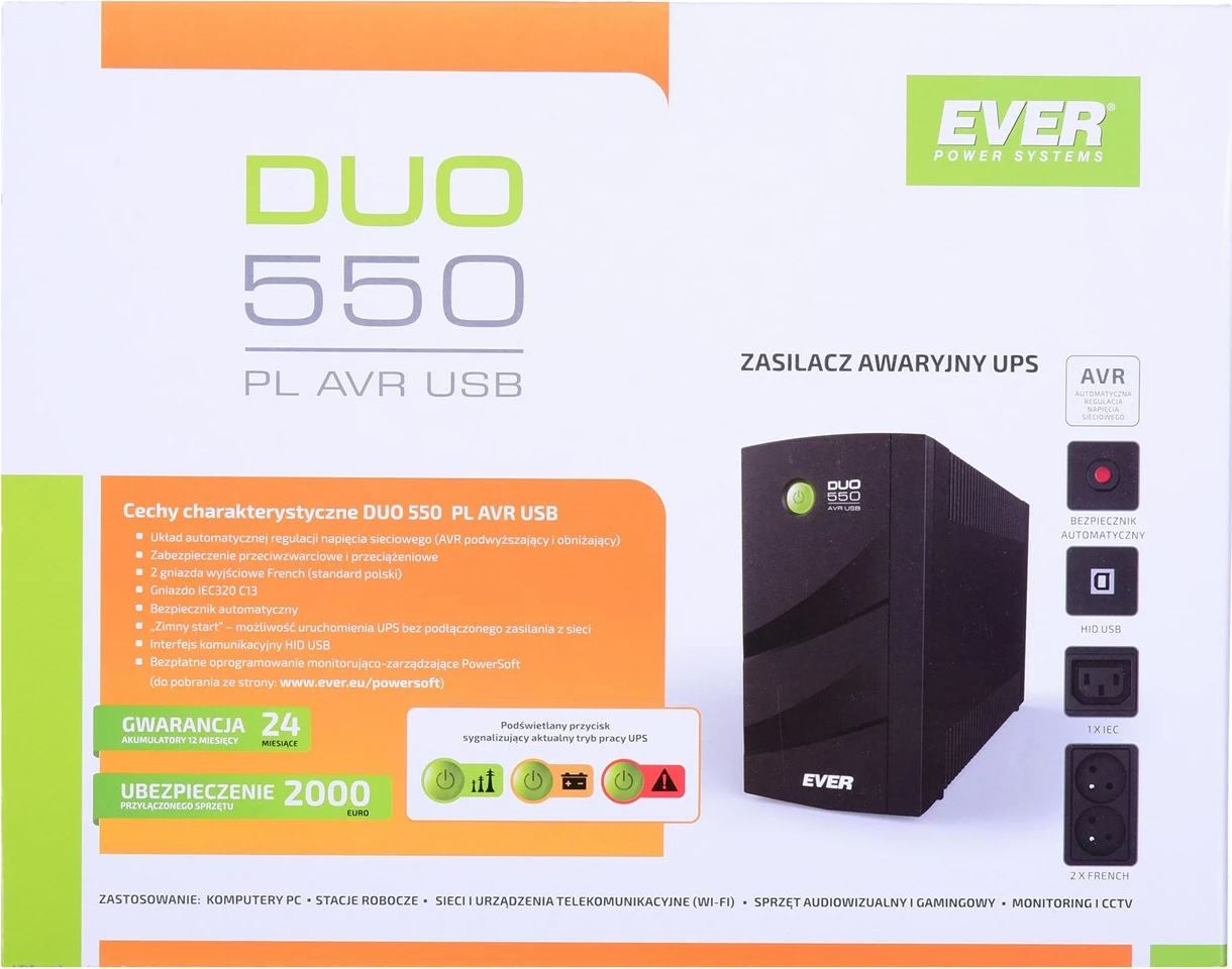 UPS Ever Duo,  550 PL AVR, USB, i zi  