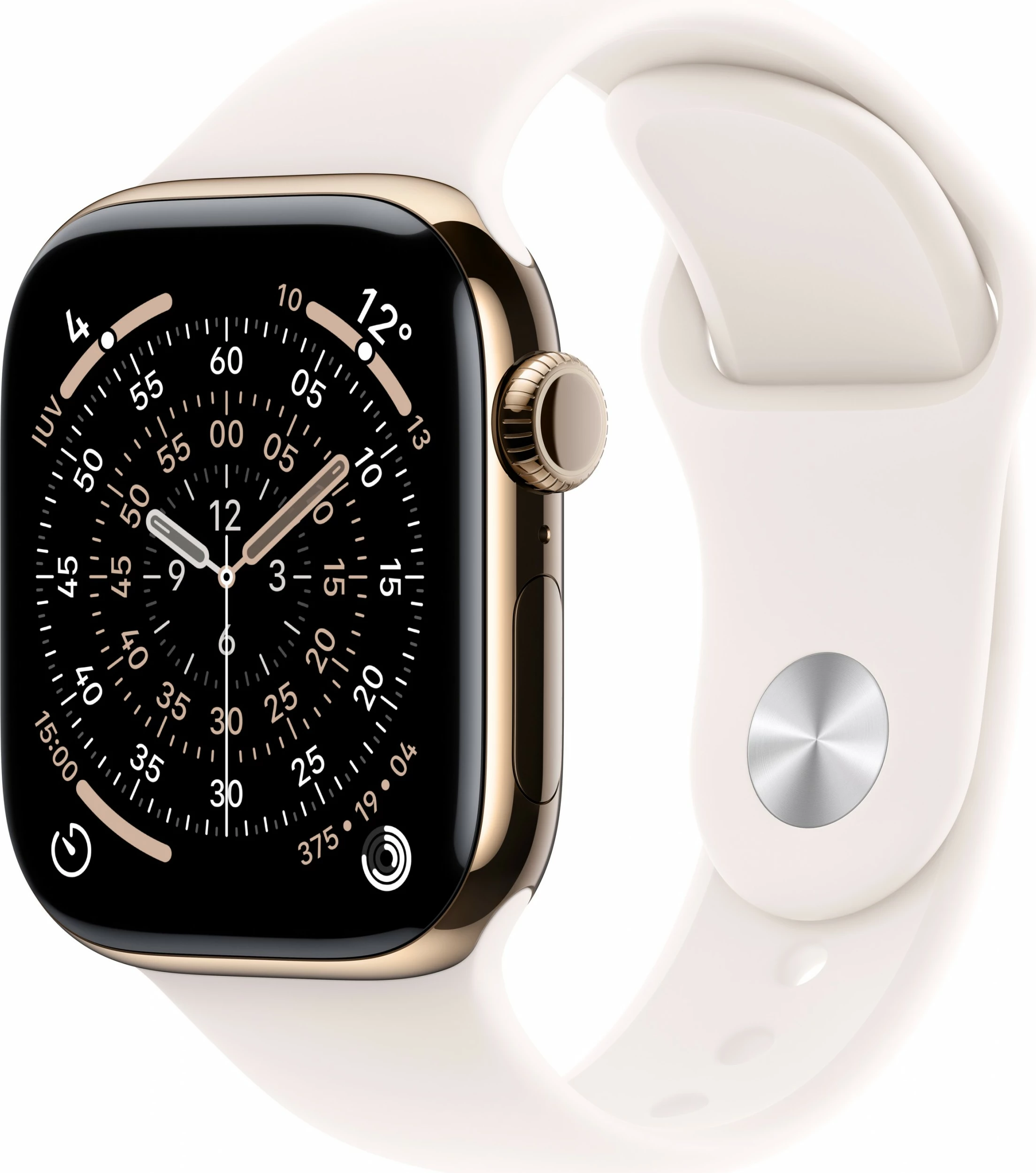 Smartwatch Apple Watch S11 Titan Gold Cellular 42mm, rrip sportiv rozë e zbehtë S/M