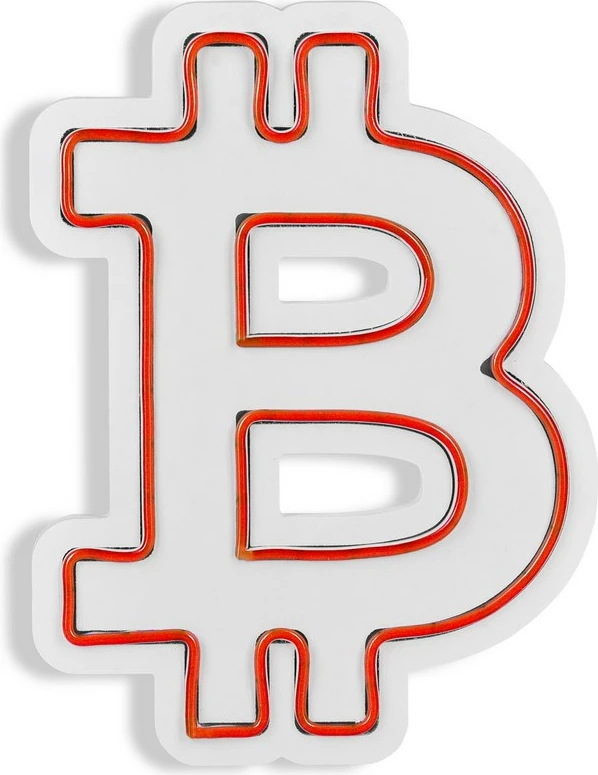 Dritë murale dekorative plastike LED, simboli i Bitcoin, e kuqe