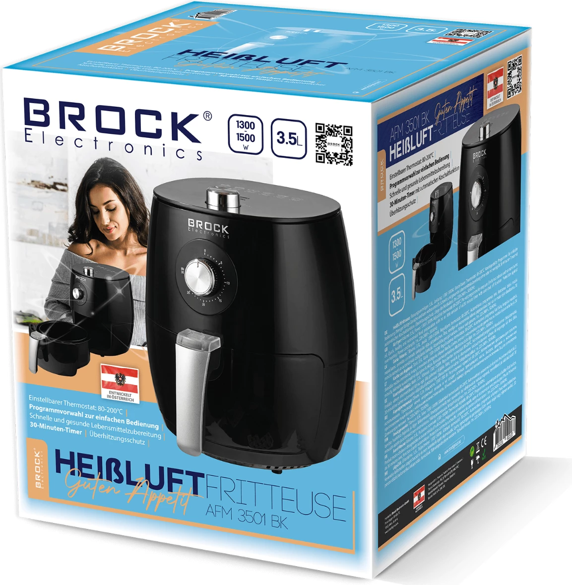 Fritezë me ajër Brock AFM 3501 BK 3.5L 1500W, e zezë