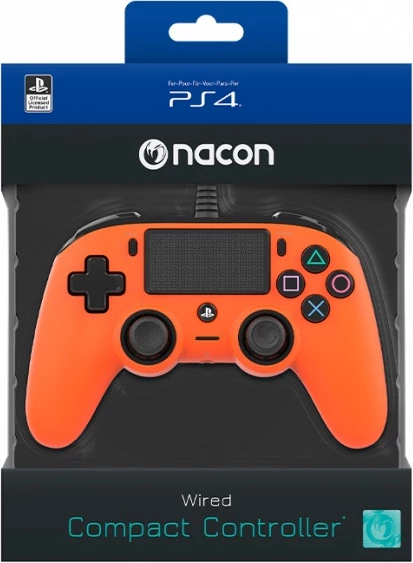 Kontroller lojërash Nacon PS4 Wired, kabllo 3 m, jack 3.5 mm, portokalli
