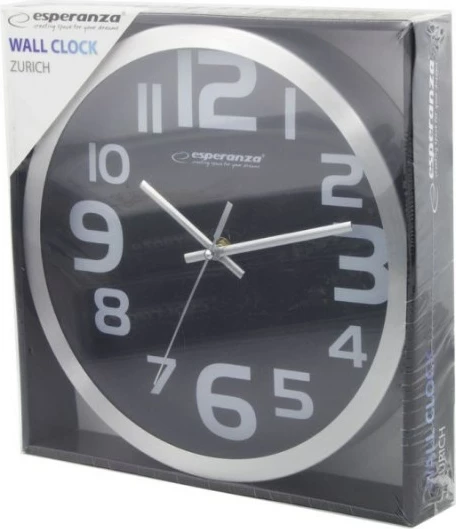 Orë muri Esperanza EHC013K, Quartz, Ovale, Bardhë, Zi
