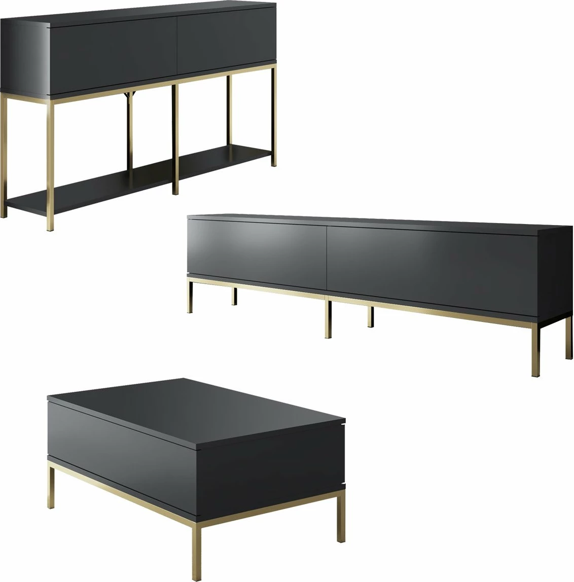 Set mobiljesh për dhomë dite, Hanah Home Lord, anthracite dhe ari