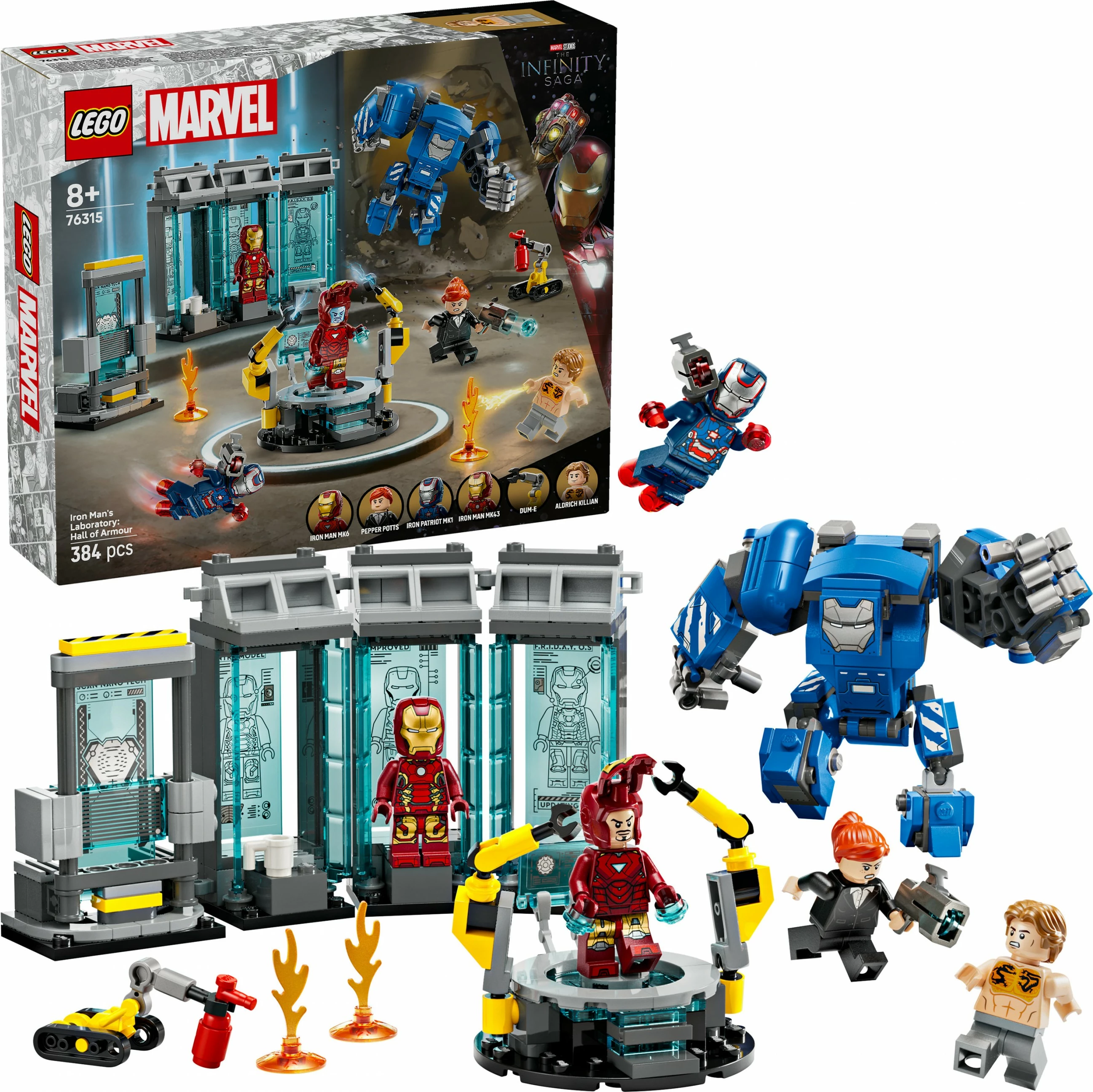 Set ndërtimi LEGO Iron Man's Laboratory: Hall of Armour, 384 pjesë, shumëngjyrësh