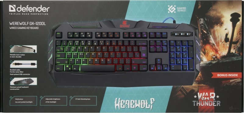 Tastierë gaming Defender Werewolf GK-120DL me ndriçim, e zezë