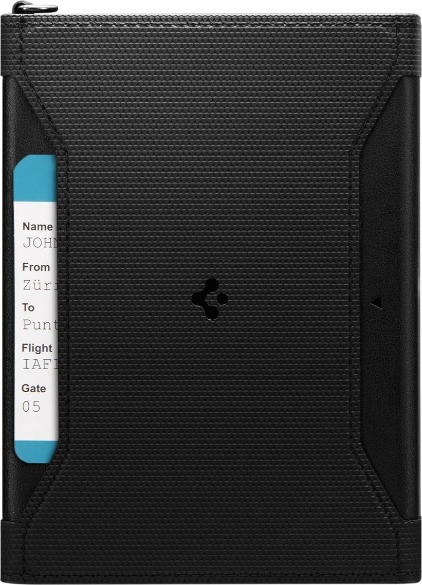 Mbajtës pasaporte Spigen Passport Holder Universal PU lëkurë, e zezë, 1 copë
