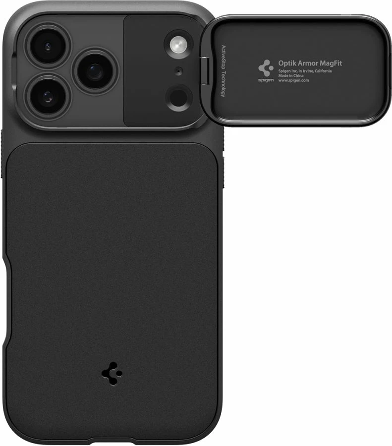 Mbështjellës Spigen Optik Armor MagSafe për iPhone 17 Pro / iPhone 17 Pro Max, i zi, 1 copë