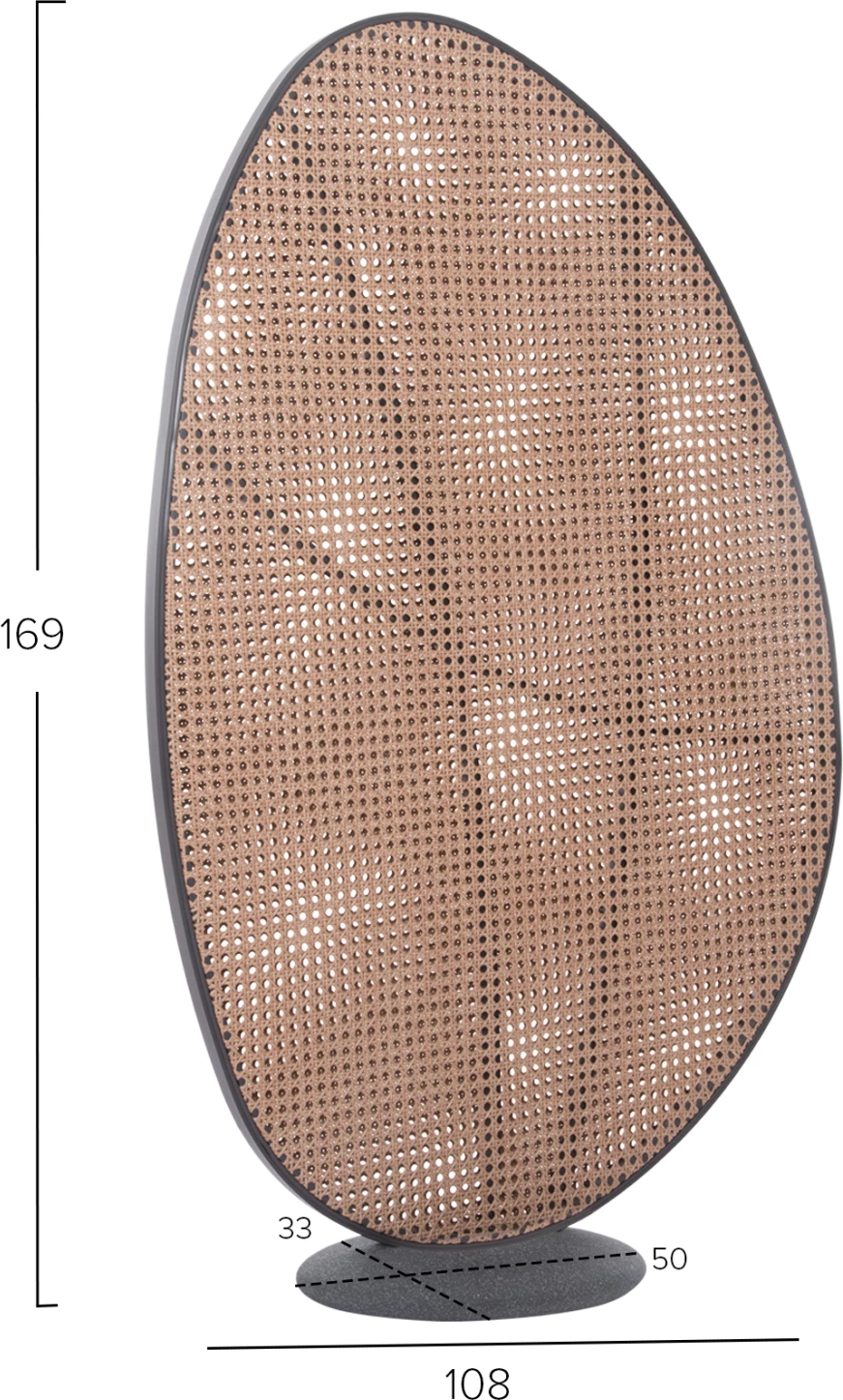 Përparëse ndarëse alumini KOMORABI (S), kornizë antracit, thurje ratan bezhë, 108x33x169cm