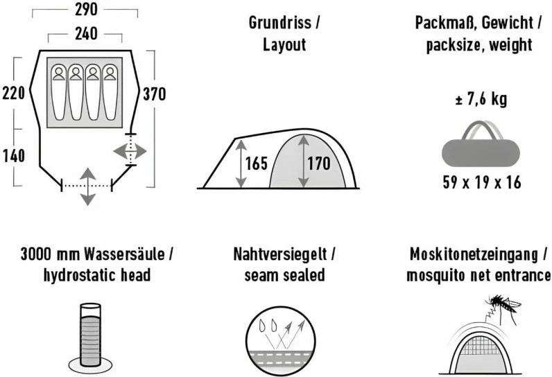 Tendë High Peak për femra e meshkuj, e gjelbër