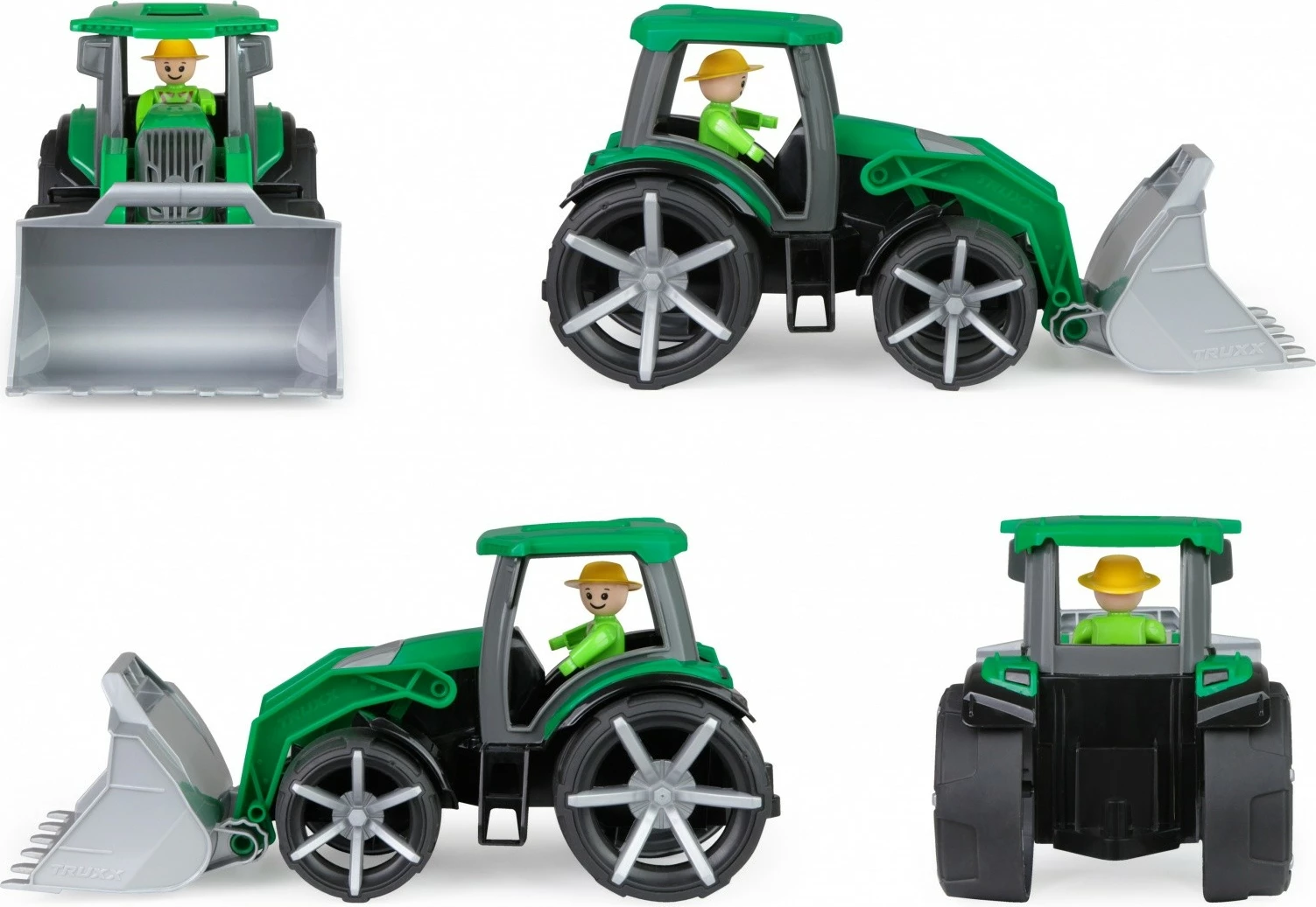 Traktor lodër Lena Truxx2 me figurë, 34 cm, Gjelbër/Gri/Zi
