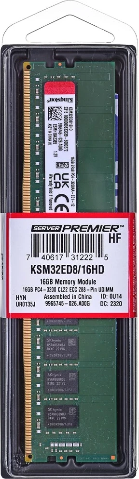 RAM Memorje Kingston UDIMM ECC 16GB DDR4 2Rx8 Hynix D 3200MHz PC4-25600 KSM32ED8/16HD