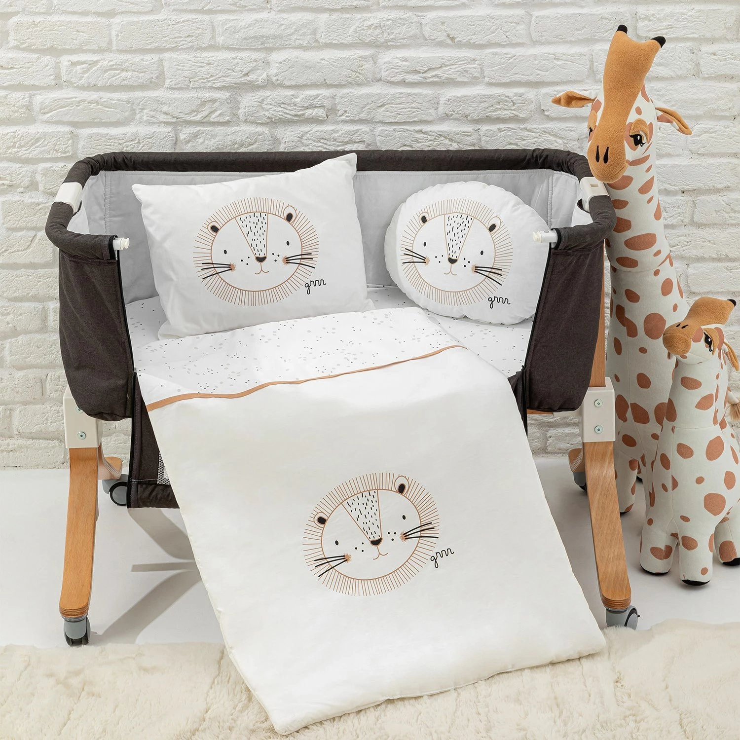 Set gjumi për beba, 5 pjesë, Evila Originals, luani i vogël, ngjyrë ecru