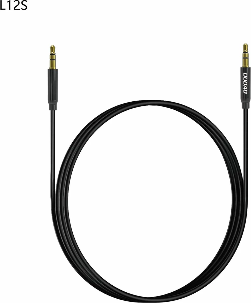Kabllo audio AUX Dudao L12S, 1m, mini jack 3.5mm, e zezë