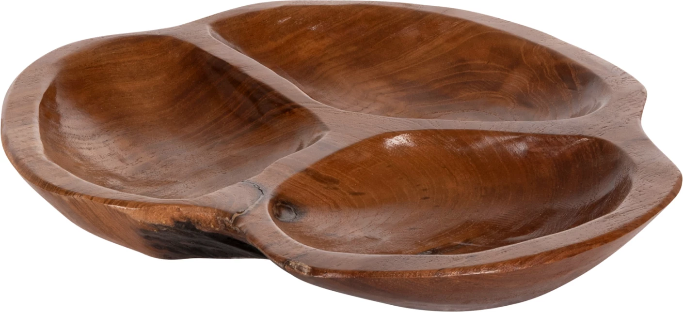 Enë dekorative për tryezë, dru tik natyral, FH4272, Φ30x4.5cm