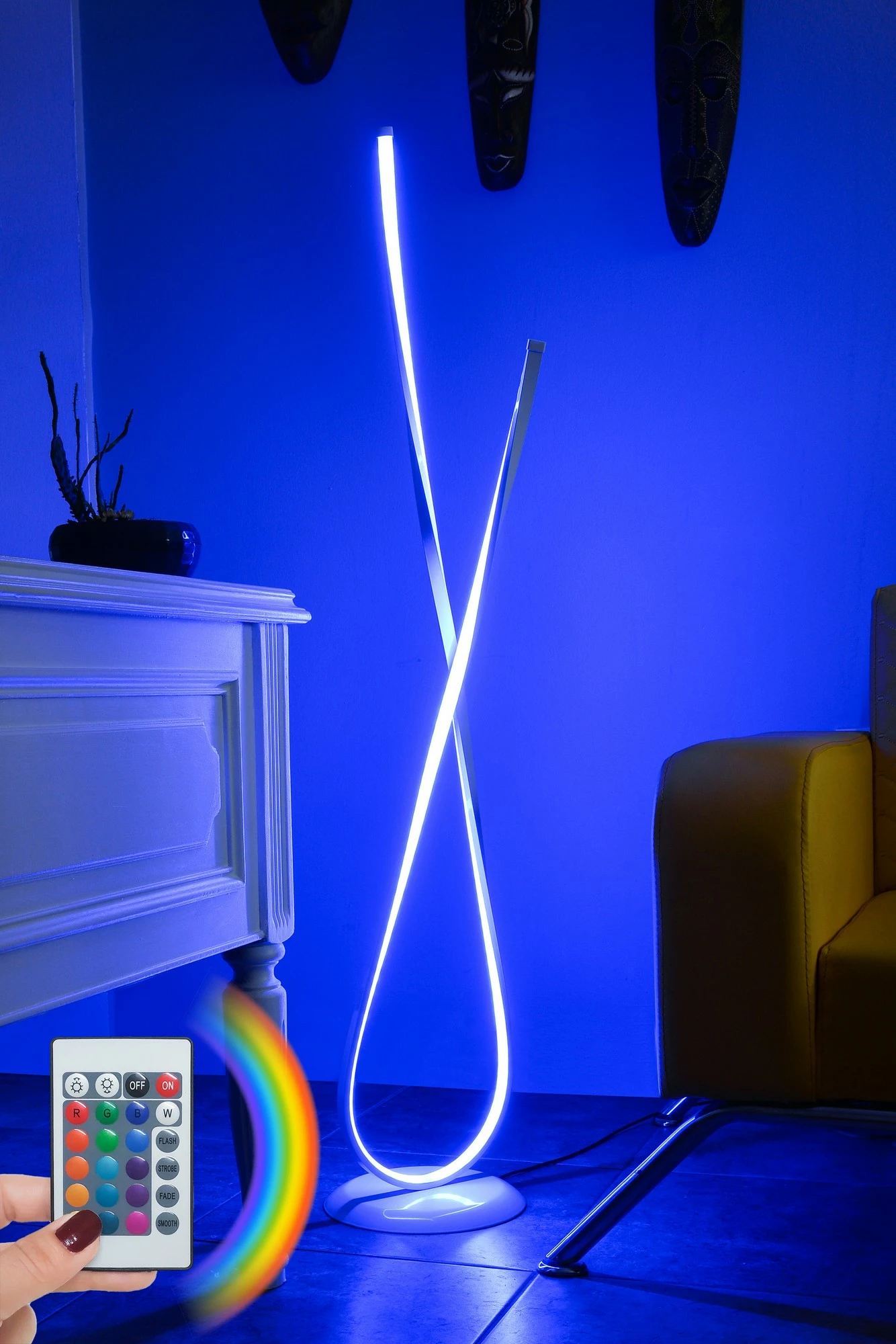 Llambë dyshemeje Opviq Van Gogh, e bardhë, shumëngjyrëshe