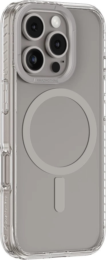 Mbështjellës AmazingThing Titan Pro Mag me unazë magnetike për iPhone 16 Pro, Gri