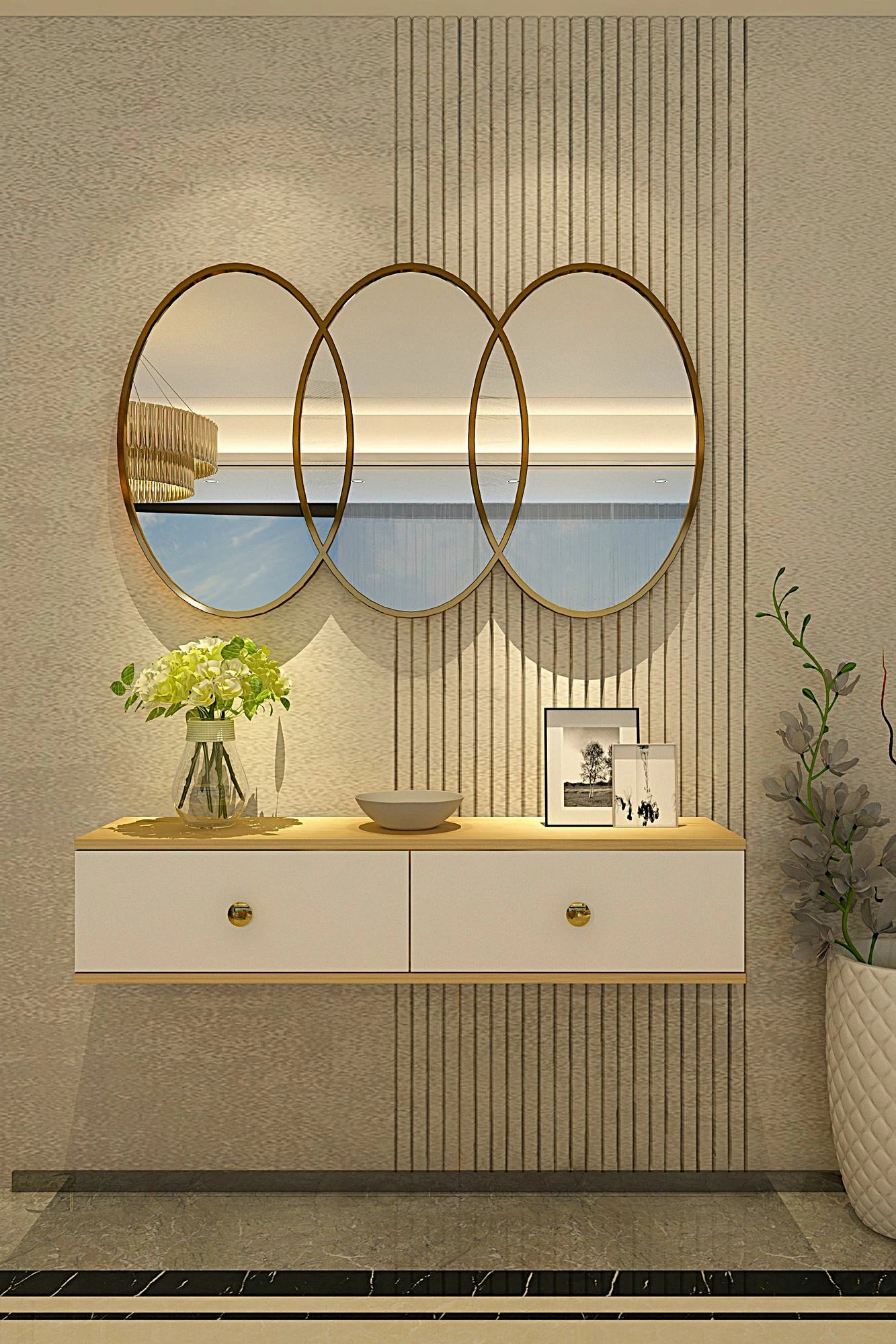 Komodë Skye Decor, Zuzu 120, ngjyrë lis safir, e bardhë