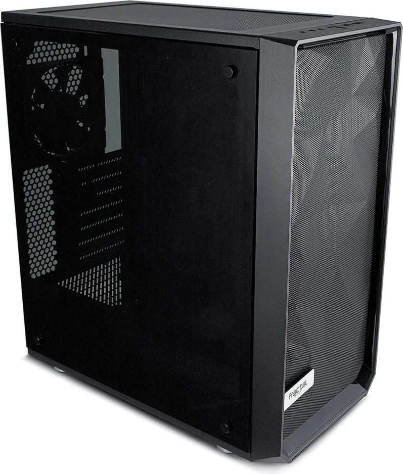 Kasë Fractal Design Meshify C Blackout, Midi Tower, ATX/ITX/mATX, xham i temperuar, e zezë