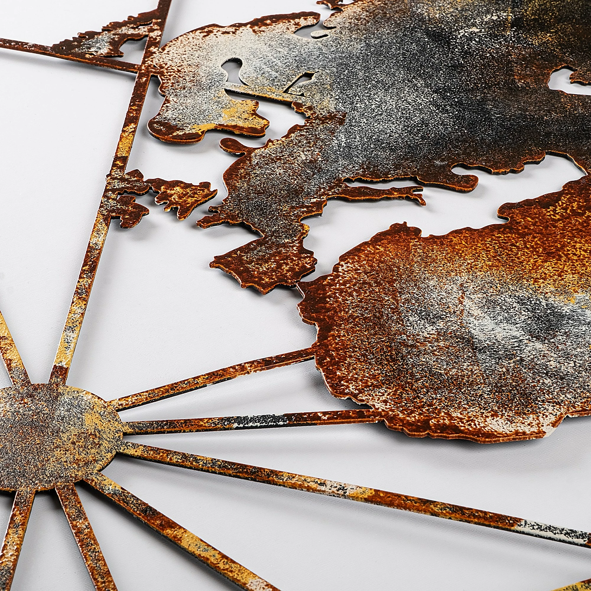 Aksesor dekorativ metalik për mur, Wallity, hartë bote, madhësi e madhe - 3