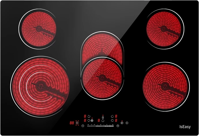 Pllakë elektrike/keramike IsEasy LT5-02, 5 zona, kontroll me prekje, e zezë