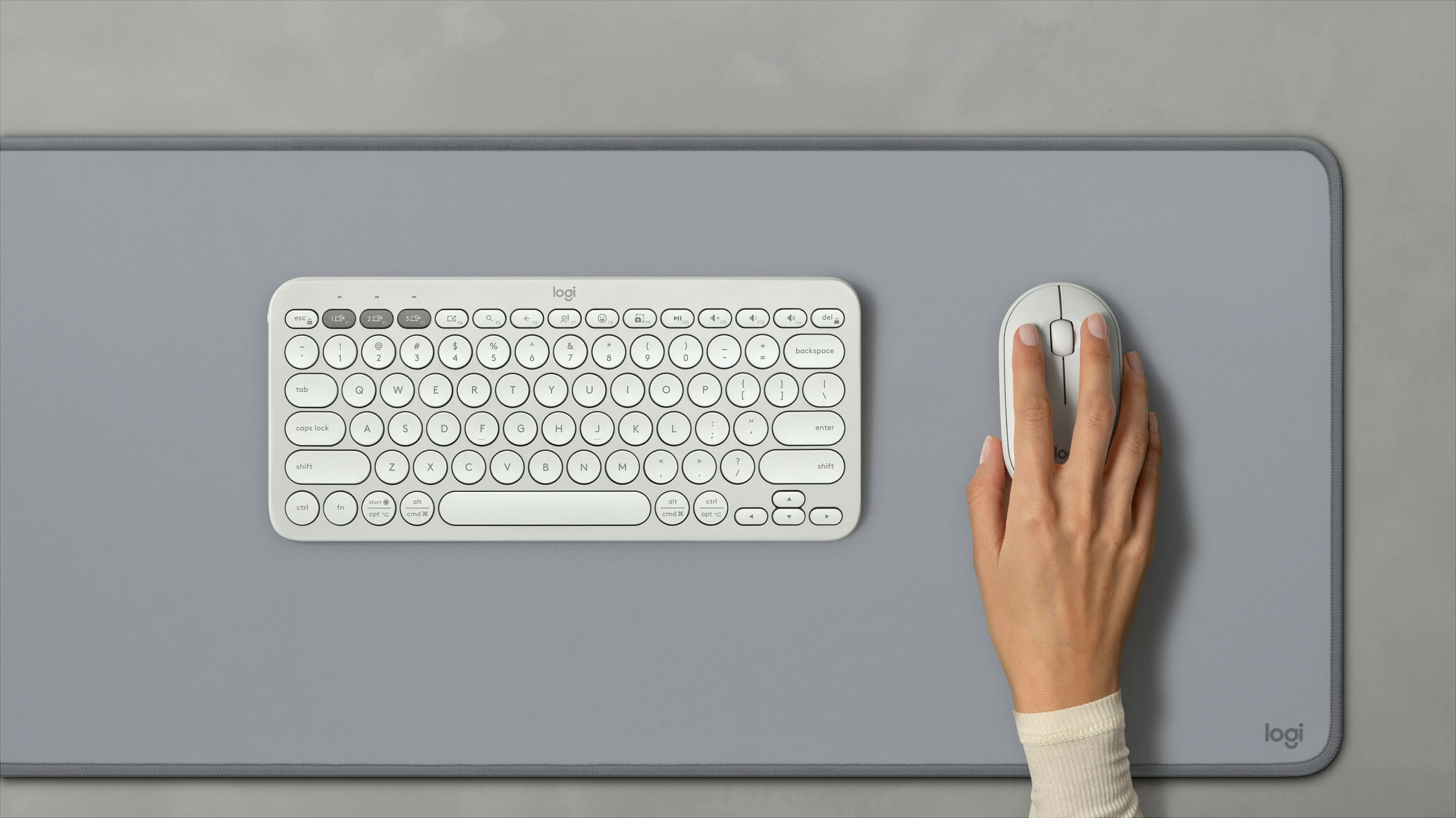 Set tastierë dhe maus Logitech Pebble 2, pa kabllo, gjermanisht, e bardhë