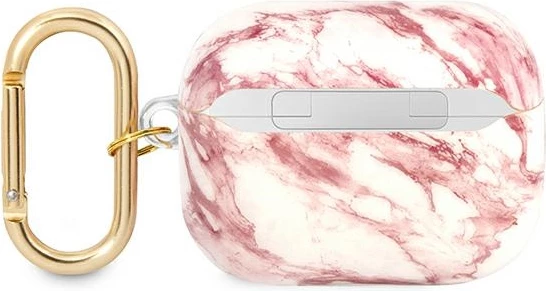 Mbështjellës Guess për AirPods Pro, Marble Strap Collection, rozë