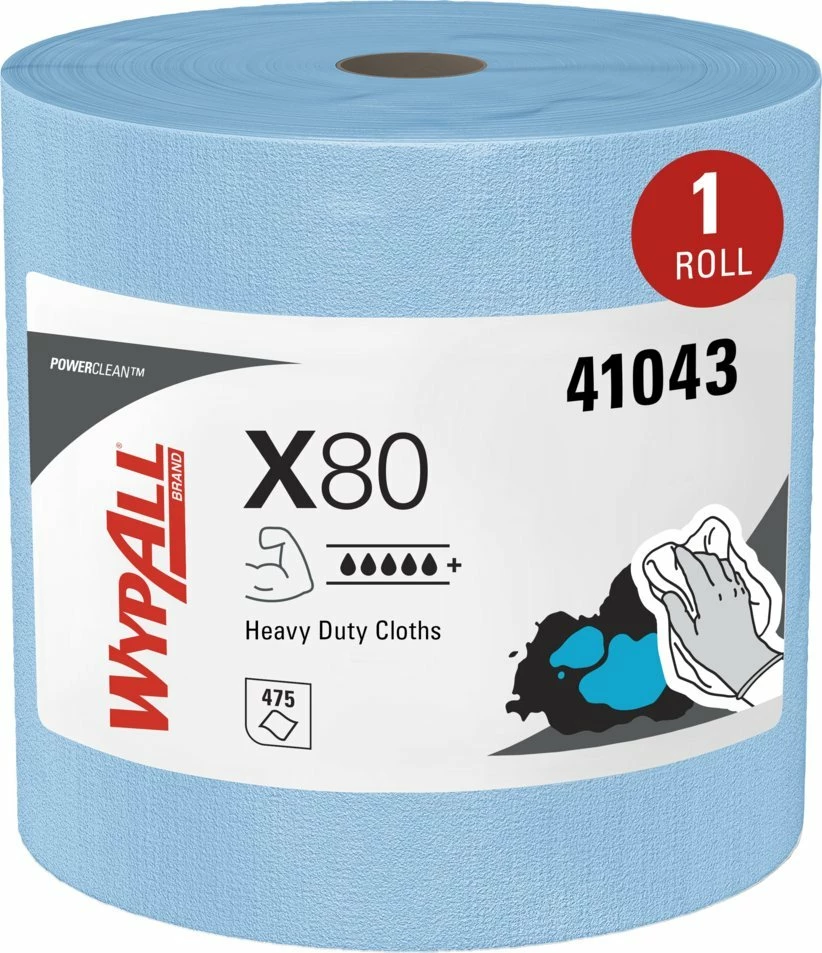 Rrotull pecetash pastrimi industriale WypAll X80 41043, 475 fletë 34x31.5 cm, 1 rrotull, blu