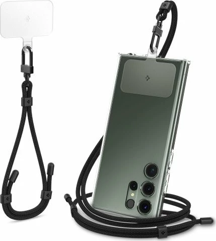 Rrip telefoni, Spigen, Universal Strap Set Crossbody & Wrist, Dacron, i zi, set 2 rripa + ConTag Pad