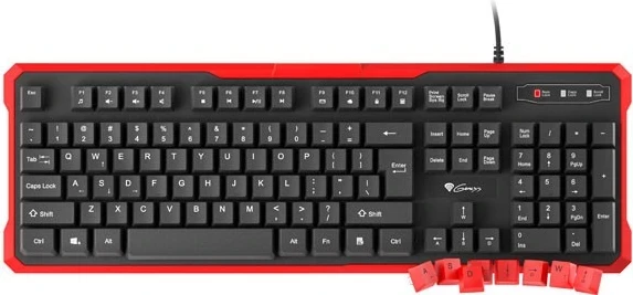 Tastierë Genesis Rhod 110, me kabllo, USB, e zezë-kuqe