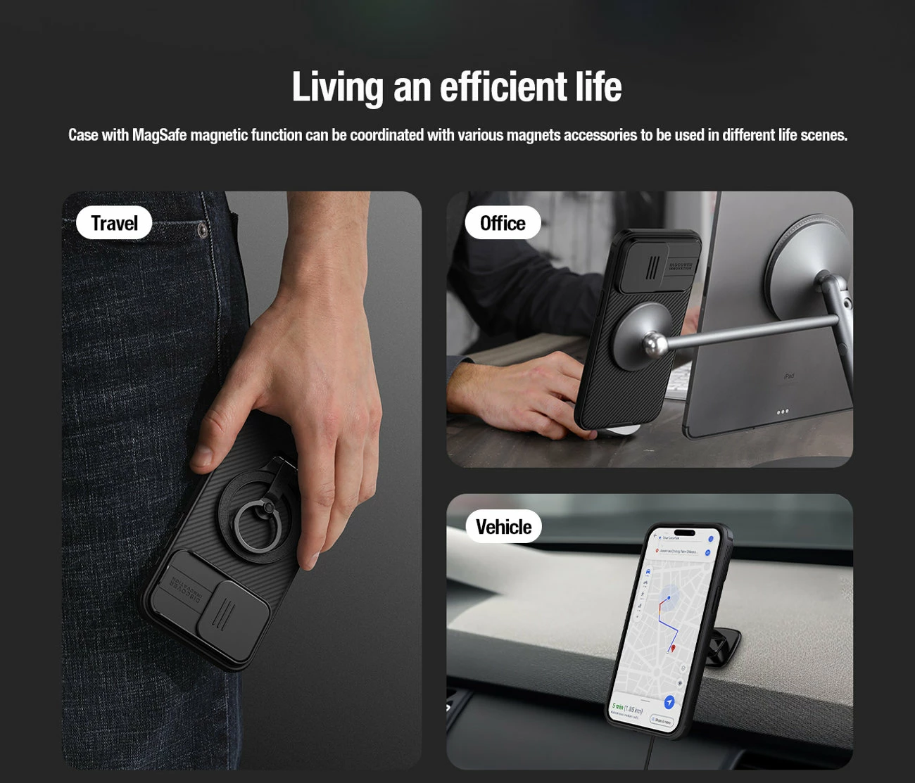 Mbështjellës Nillkin CamShield Pro Magnetic për iPhone 15 Plus, me mbrojtës kamere, Gjelbër