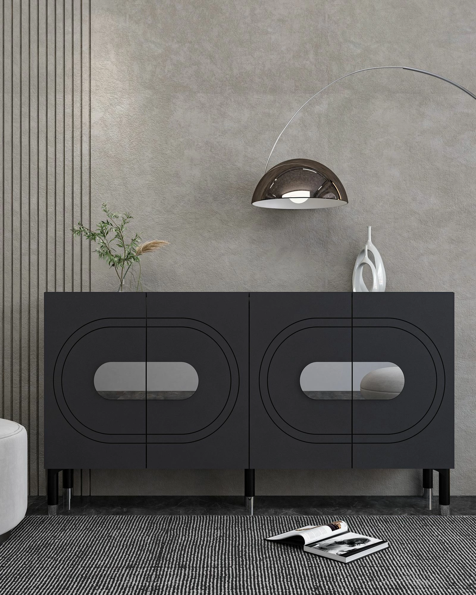 Konsol Skye Decor, antracit, argjend