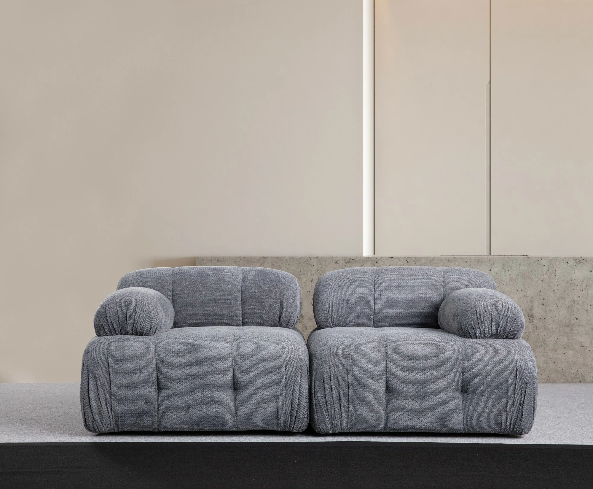 Divan dy vendësh Atelier del Sofa, Petite 2, ngjyrë gri