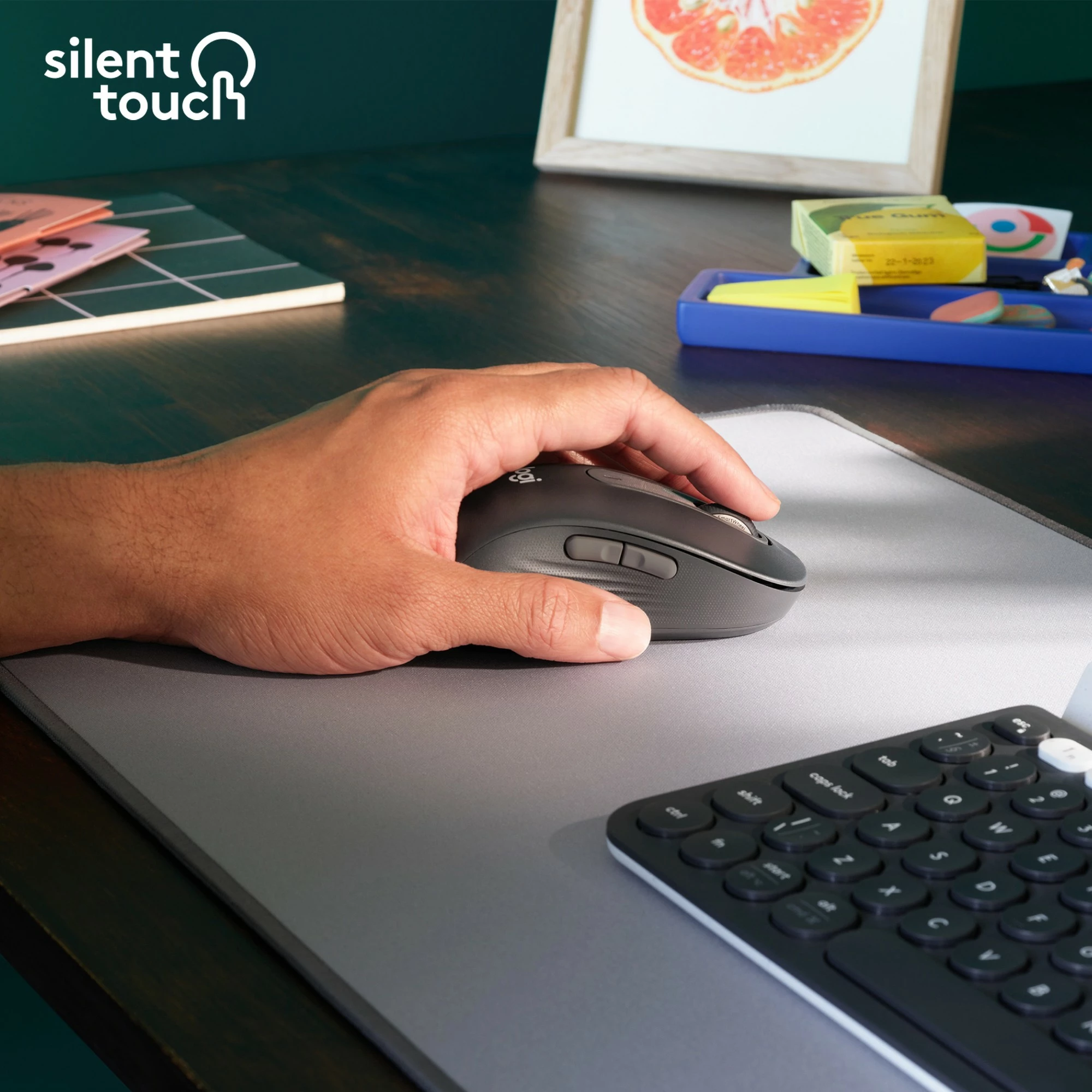 Maus Logitech Signature M650 L Wireless, majtak, optik, RF Wireless + Bluetooth, 4000 DPI, grafit