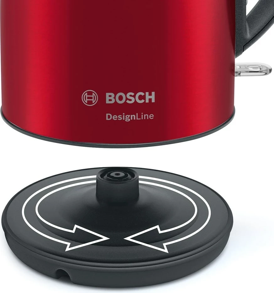 Çajnik elektrik Bosch TWK3P424, 1.7 L, 2400 W, Gri, Kuq