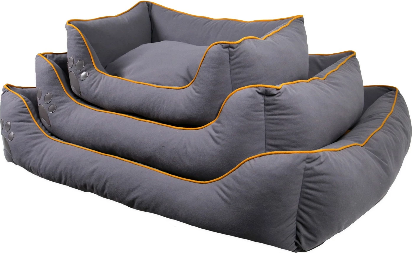 Shtrat për qen e mace, Paws & Whiskers, ngjyrë gri dhe mustard, madhësia L