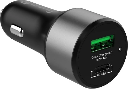 Karikues veture CRONG CRG-PWRC-USBC63-BLK, 63W, 1x USB-C PD 45W + 1x USB QC 3.0 18W, Zi